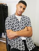 Topman Shirt With Monogram Print In Black