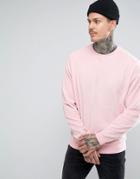 Asos Oversized Velour Sweatshirt - Pink
