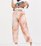 Asos Design Petite Carpenter Boyfriend Jeans In Pastel Tie Dye-multi