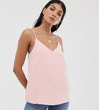 Asos Design Tall Eco Swing Cami With Double Layer-pink