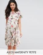 Asos Maternity Petite Floral Pleated Dress - Multi