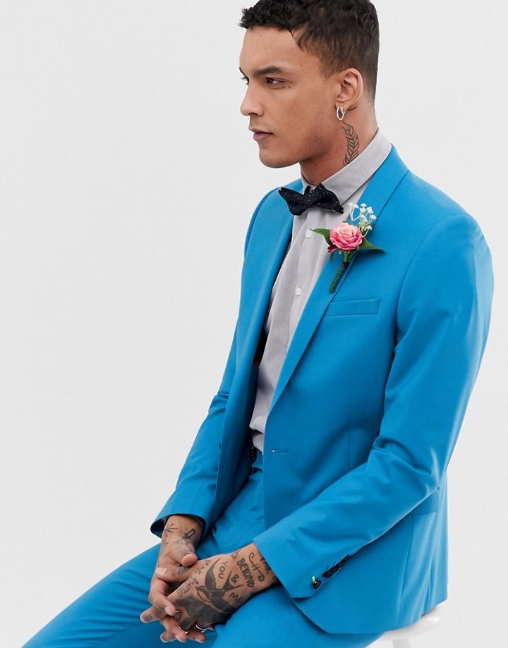Twisted Tailor Super Skinny Suit Jacket In Bright Blue