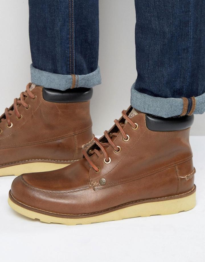 Original Penguin Boots In Tan Leather - Tan