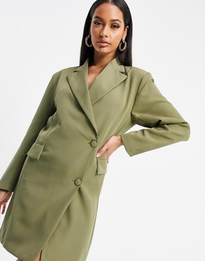 Naanaa Blazer Dress In Khaki-green