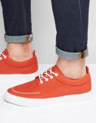 Asos Lace Up Sneakers In Orange Faux Suede - Orange