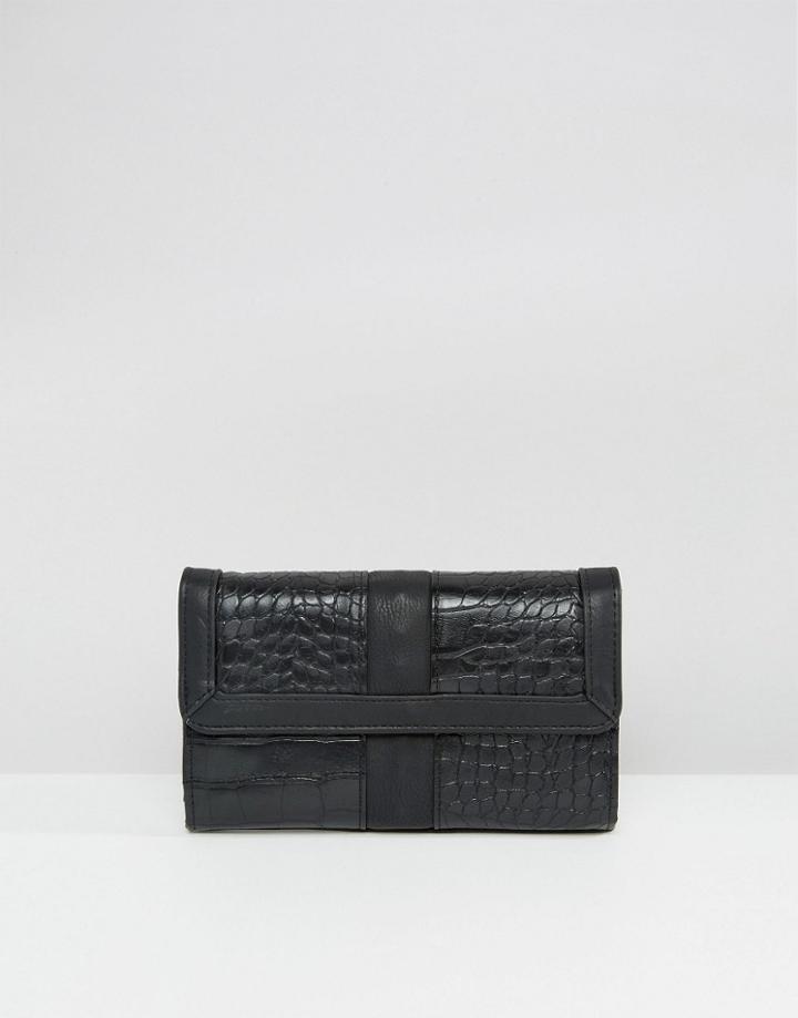 Pieces Moc Croc Purse - Black