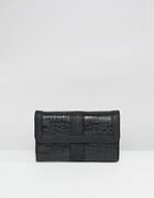 Pieces Moc Croc Purse - Black