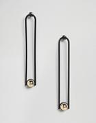 Asos Curved Open Bar Metal Ball Earrings - Black