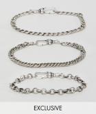 Reclaimed Vintage Inspired Silver Chain Bracelets In 3 Pack Exclusive To Asos - Silver