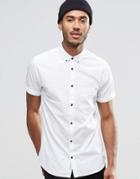 Jack & Jones Short Sleeve Shirt With Button Down Collar - White