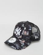 New Era Trucker Cap Ny Yankees Offshore Print - Black