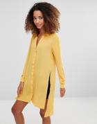 Vero Moda Shirt Dress With Slits And Closed Back - Yellow