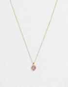 Asos Design Necklace With Crystal Heart Pendant In Gold Tone