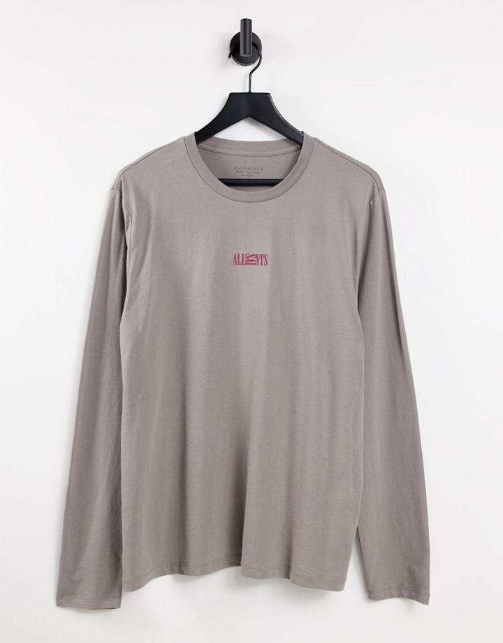 Allsaints State Long Sleeve Crew T-shirt In Stone-neutral