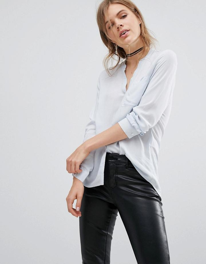 Vero Moda Collarless Blouse - Blue