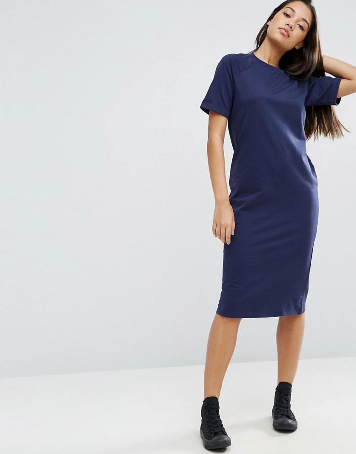 Asos Midi Lightweight Sweat T-shirt Dress - Navy