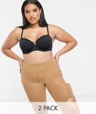 Asos Design Curve Anti-chafing Shorts 2 Pack In Golden Bronze - Beige