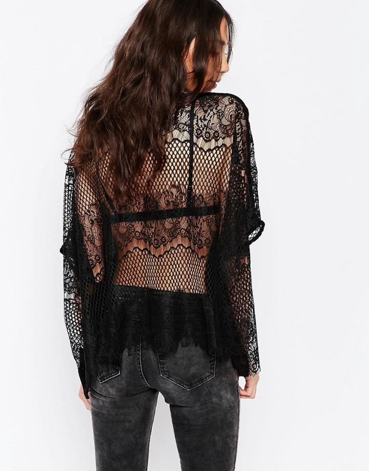 Japonica Lace Back Blouse - Black