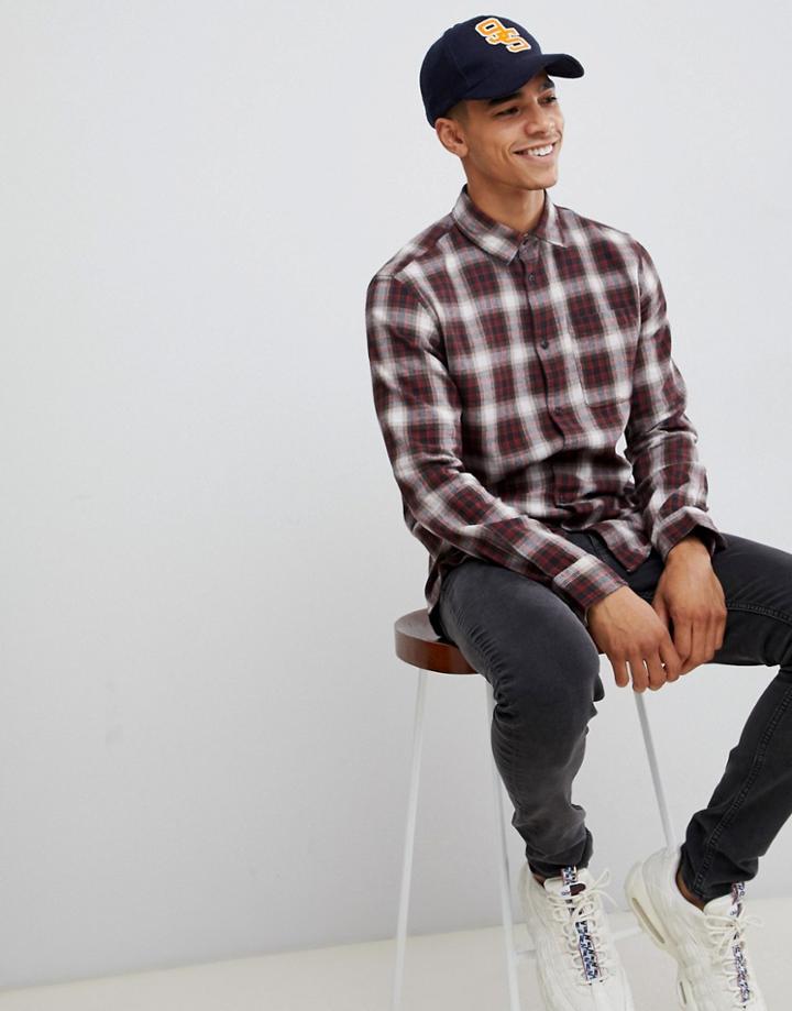 Jack & Jones Originals Brushed Check Shirt In Slim Fit - Red
