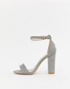 Glamorous Barely There Gray Block Heeled Sandals