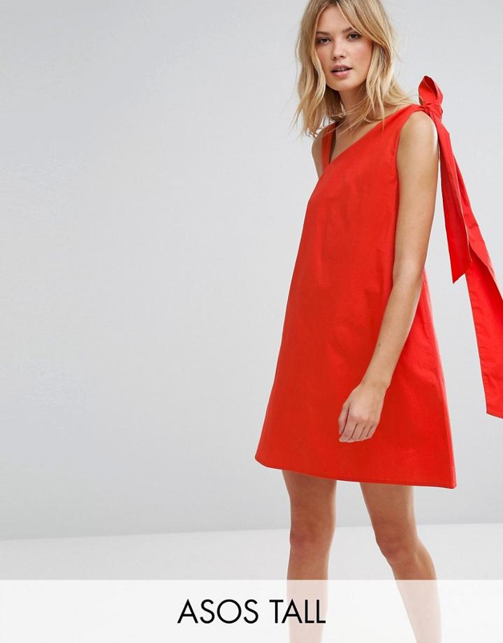 Asos Tall Bow And Tie Detail Sundress - Red
