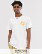 Reclaimed Vintage T-shirt With Sun And Globe Embroidery-white