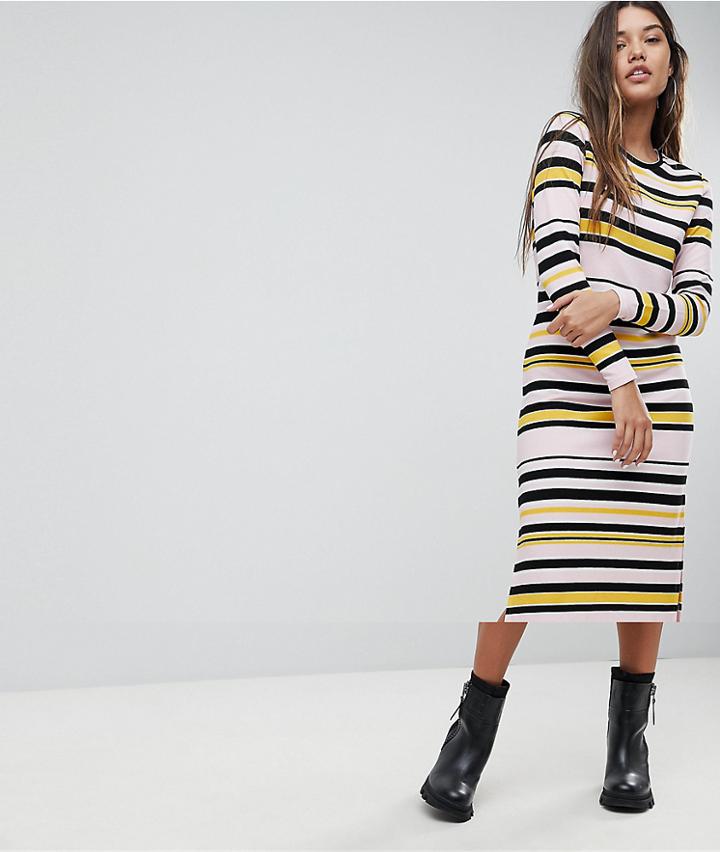 Noisy May Striped Midi Dress - Multi