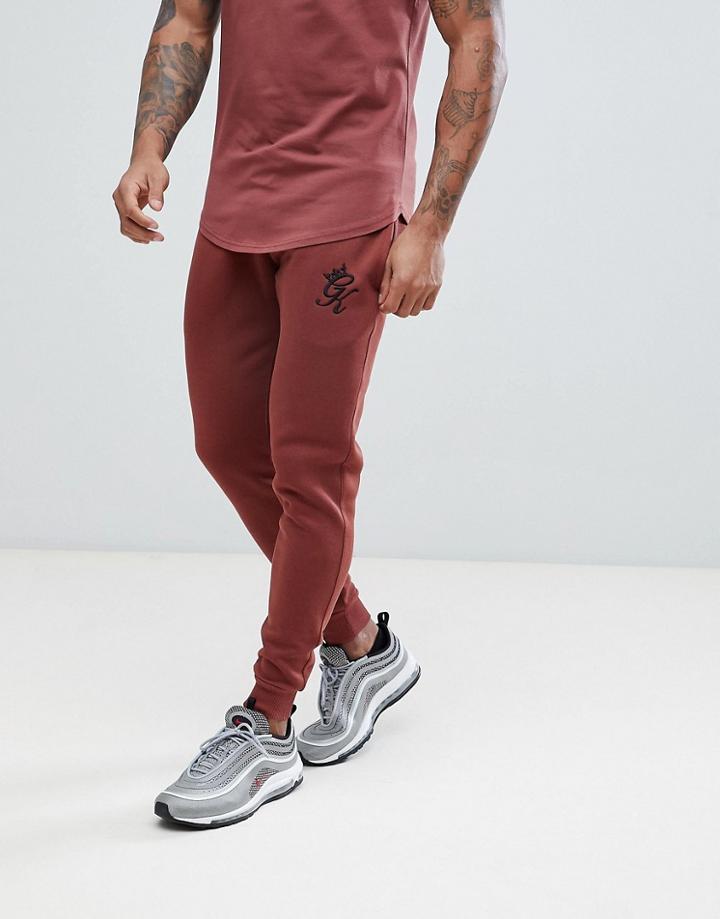 Gym King Logo Skinny Joggers In Rust - Red