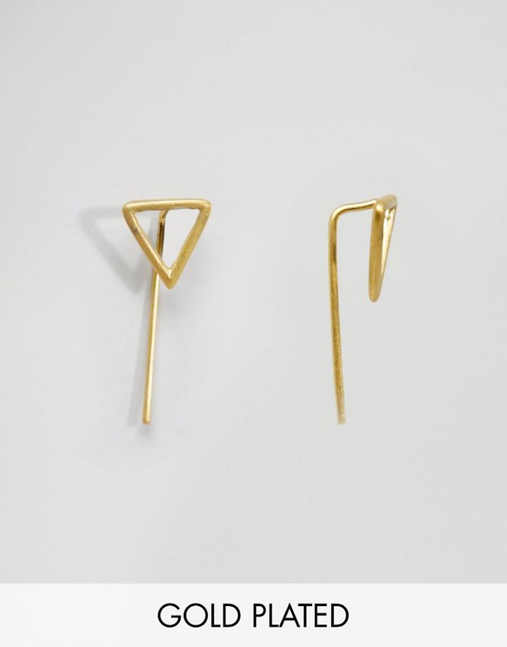 Pilgrim Gold Plated Triangle Earrings With Drop Through - Gold