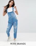 Kubban Petite Distressed Overalls - Blue
