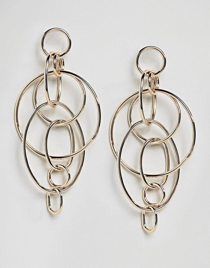 Lipsy Interlocking Circle Drop Earring - Gold