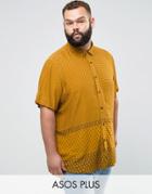 Asos Plus Regular Fit Viscose Print Shirt - Brown