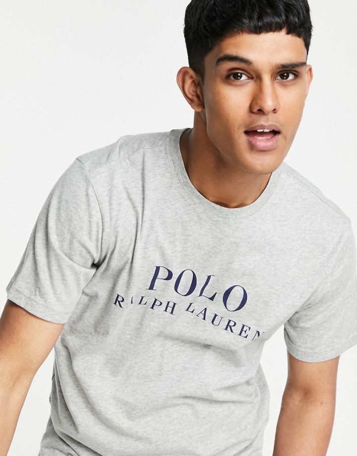 Polo Ralph Lauren Lounge T-shirt In Gray With Text Chest Logo-grey