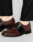 Asos Derby Shoes In Burgundy Leather With Contrast Strap - Burgundy