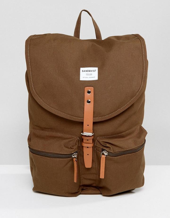 Sandqvist Roald Backpack In Khaki - Green