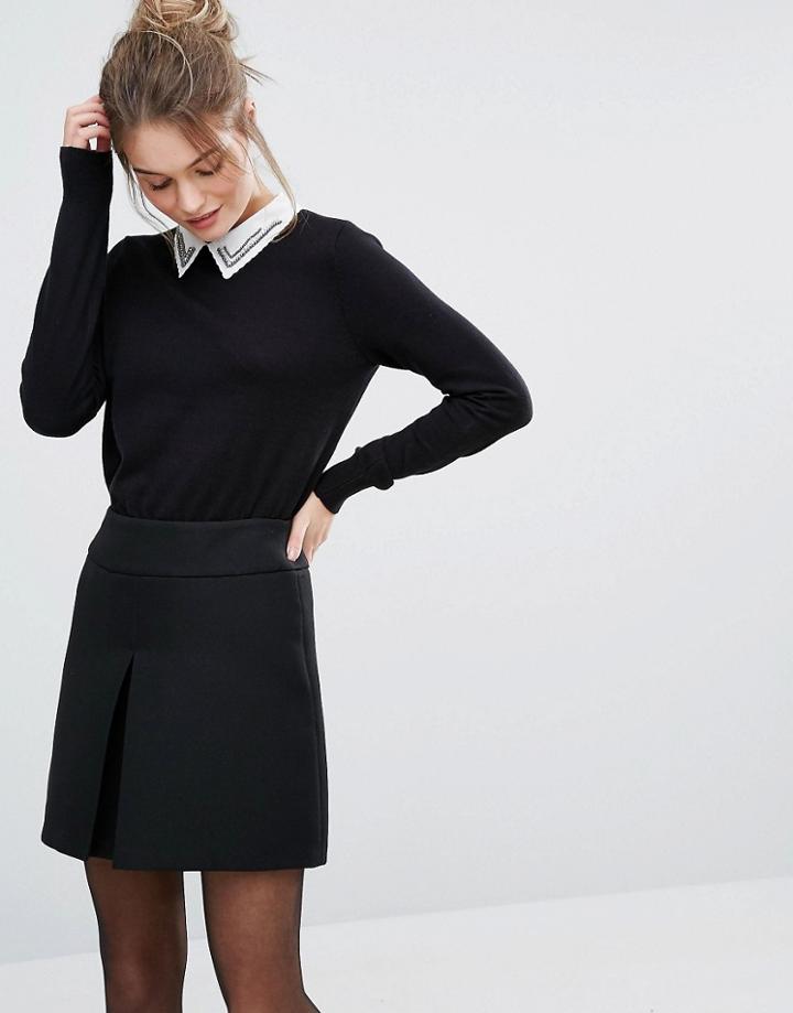Oasis Embellished Collar Sweater - Black