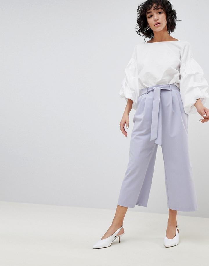 Asos Design Mix & Match Culotte With Tie Waist - Gray
