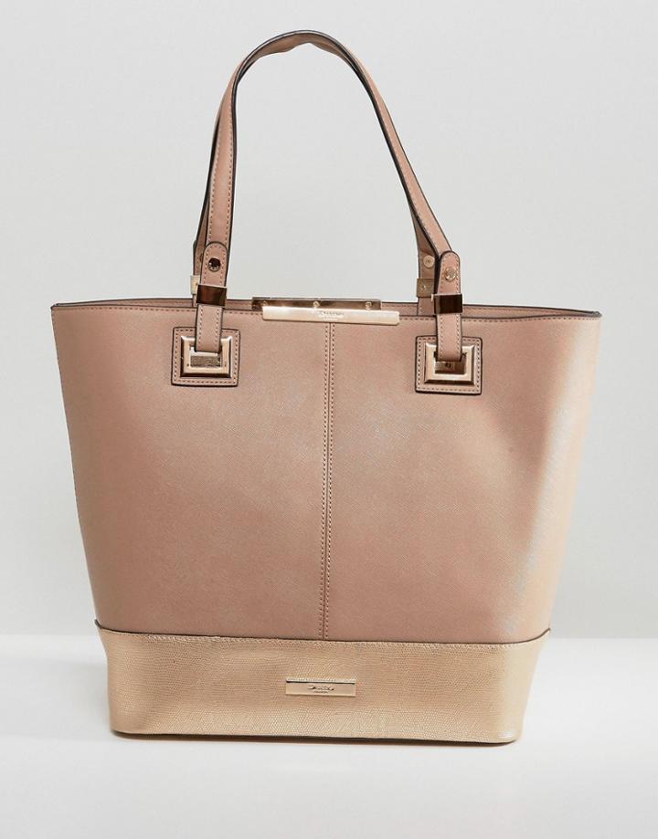 Dune Taupe And Rose Gold Color Block Shopper - Cream