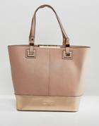 Dune Taupe And Rose Gold Color Block Shopper - Cream