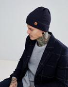 Dead Vintage Ribbed Beanie Hat In Navy - Blue