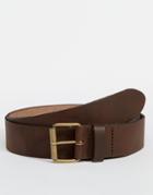 Asos Leather Belt In Brown - Brown
