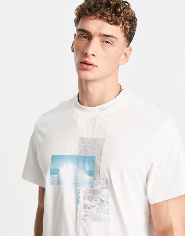 Calvin Klein Jeans Splash Photoprint T-shirt In White