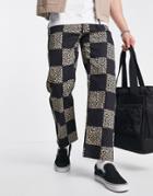 Vintage Supply Leopard Checkerboard Jeans In Black
