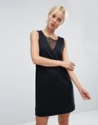 Asos Shift Dress With Lace Insert Detail - Black