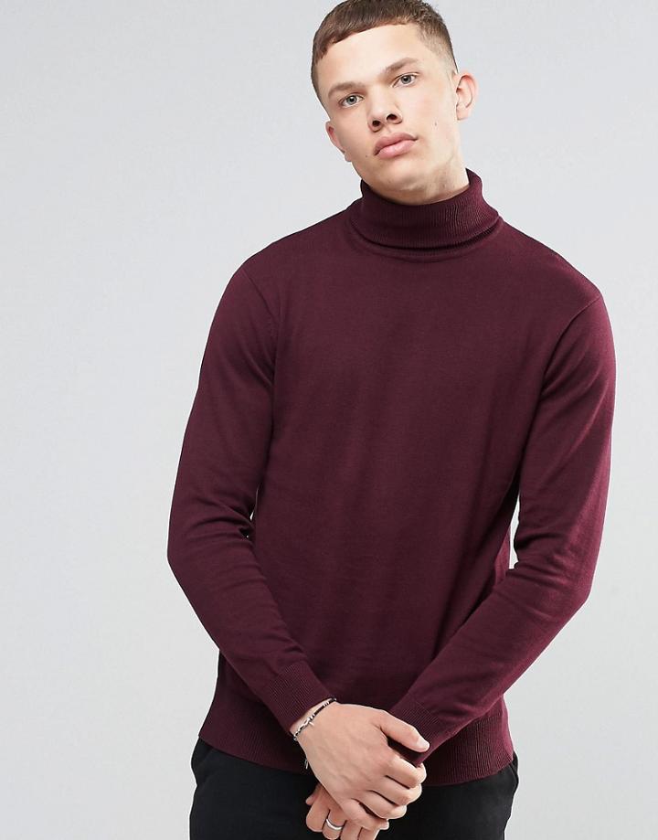 Brave Soul Roll Neck Sweater - Red
