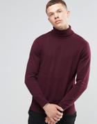 Brave Soul Roll Neck Sweater - Red