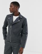 Esprit Biker Jacket In Faux Suede In Gray - Gray