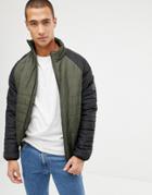 French Connection Padded Jacket With Contrast Raglan Sleeve-green