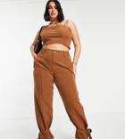 Extro & Vert Plus Ankle Tie Pants In Midnight Brown - Part Of A Set