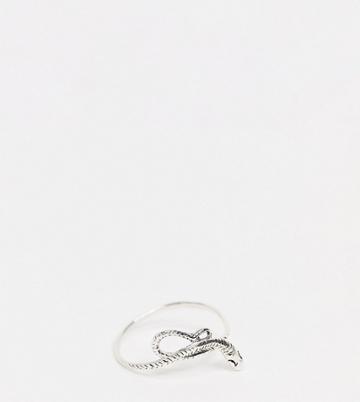 Kingsley Ryan Curve Ring With Snake In Sterling Silver